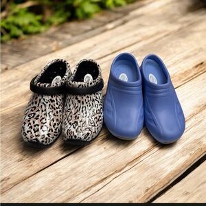 Leopard Print and Blue Women's Clogs